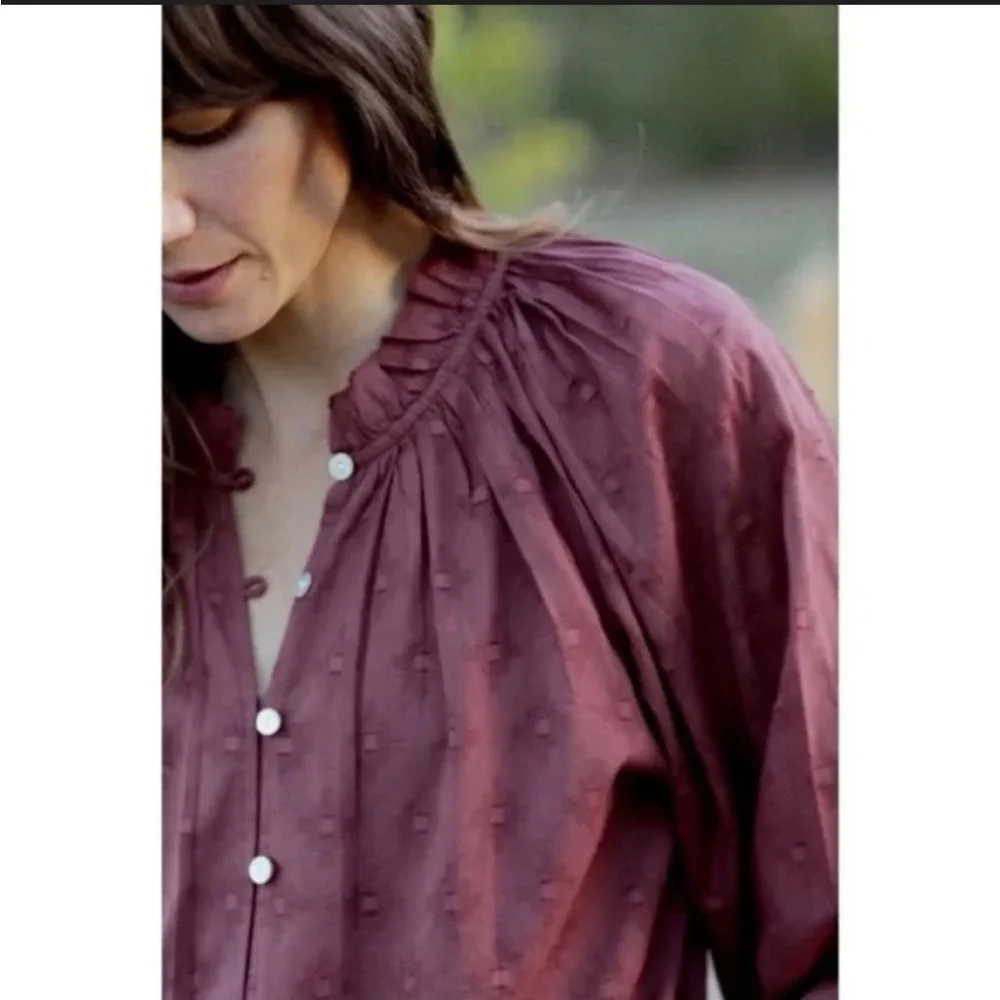 Anthropologie Cleobella Antonia Blouse Romantic Cottagecore XSP Sienna Brown - Picture 3 of 10